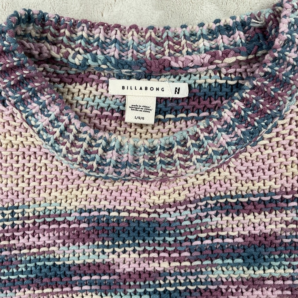 Billabong Fade Out Women Large Multi Color Space Dye Chunky Knit Cropped Sweater - Picture 2 of 7